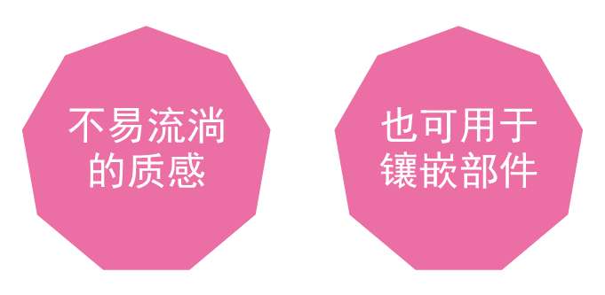 不易流淌的质感・也可用于镶嵌部件
