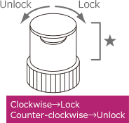 Clockwise→Lock Counterclockwise→Open